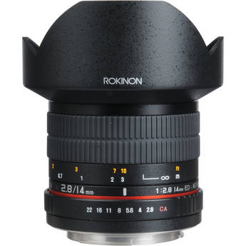 Rokinon 14mm F2.8, avail in Nikon or Canon mounts